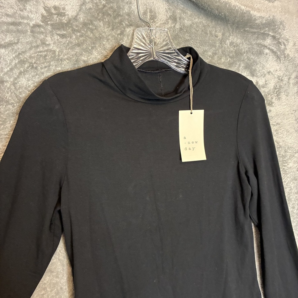 A New Day Womens Long Sleeve Mock Neck Bodysuit S Versatile Staple Basics NWT